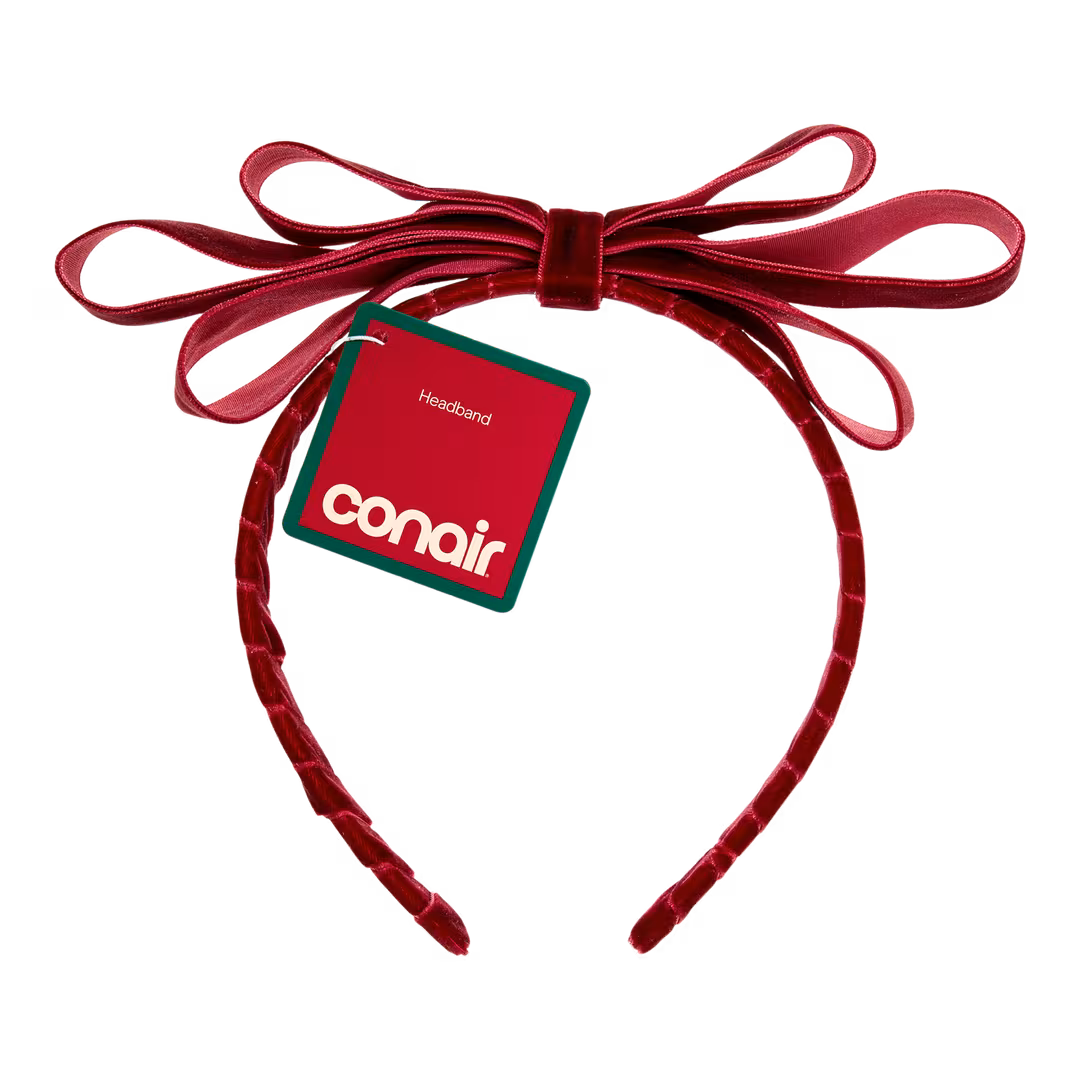 Conair Accessories  Red Velvet Bow and Fabric-Wrapped Headband