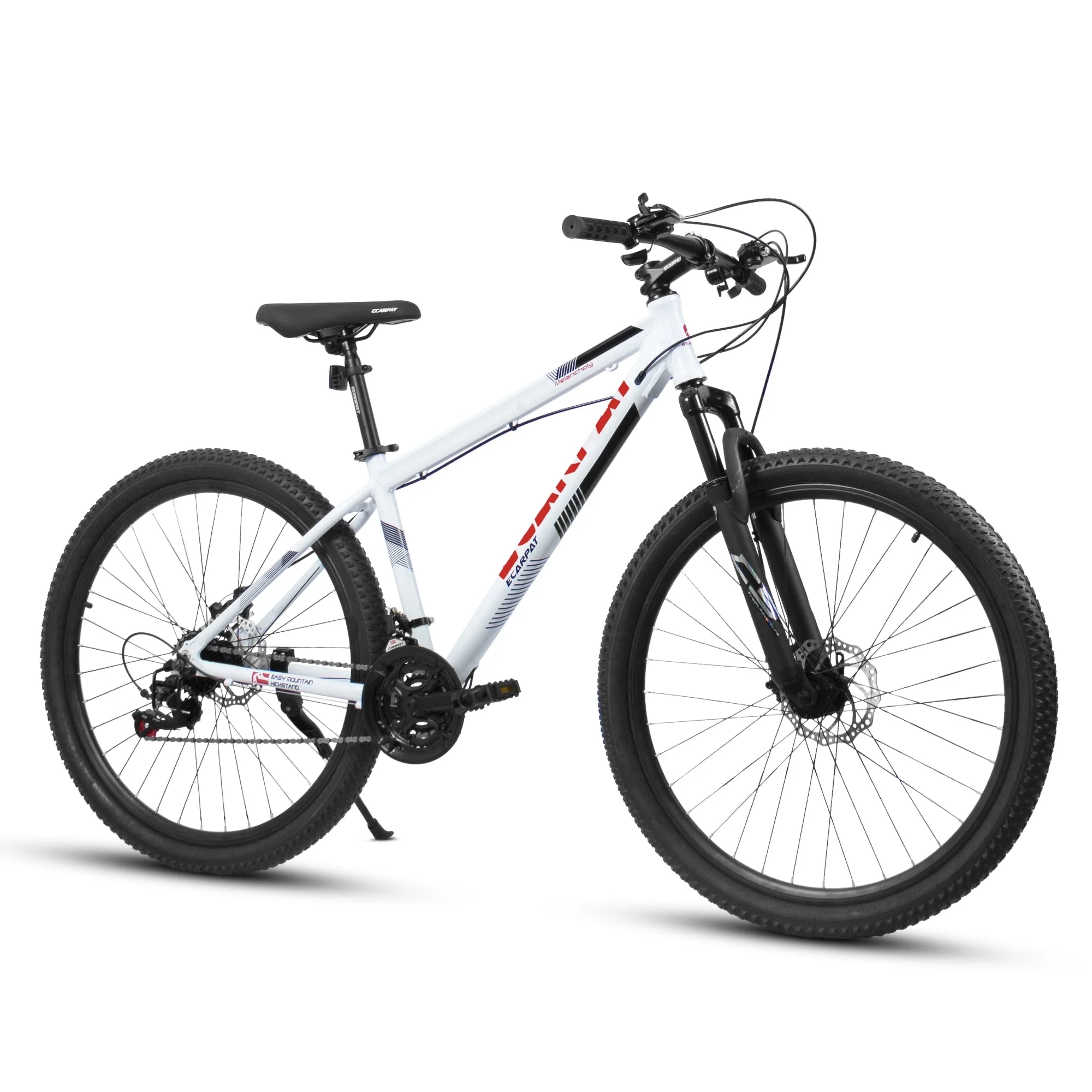 Ambifirner 27.5" Mountain Bike w/Suspension Fork & 21-Speed, Aluminum Frame, Disc Brakes - White Unisex All-Terrain Bike