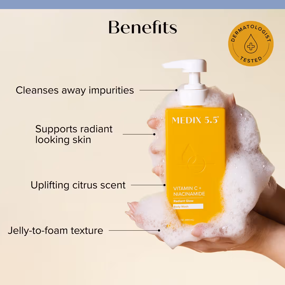 Medix 5.5  Cleanse + Glow Duo | Vitamin C + Niacinamide Body Wash, Glycolic + Lactic Acid Body Wash