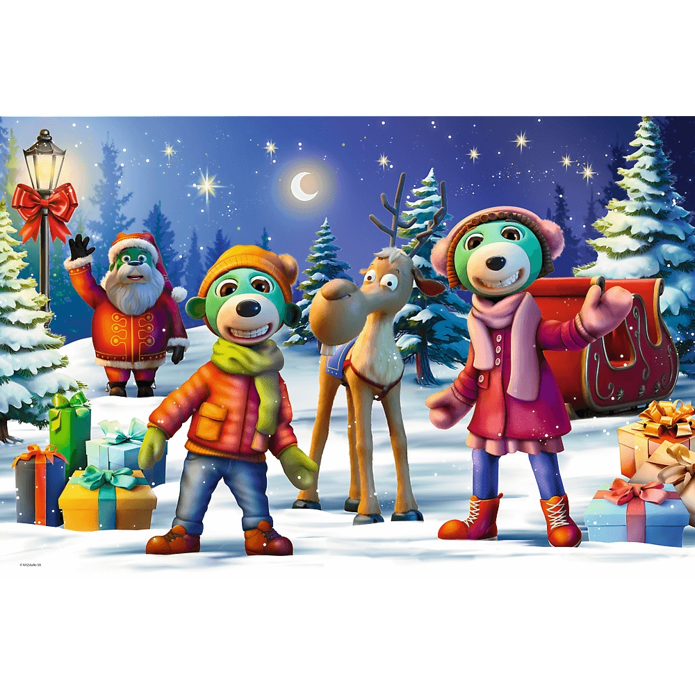 Puzzle 24 Maxi Trefliki Ratują Święta, Trefliki Lepią Bałwana