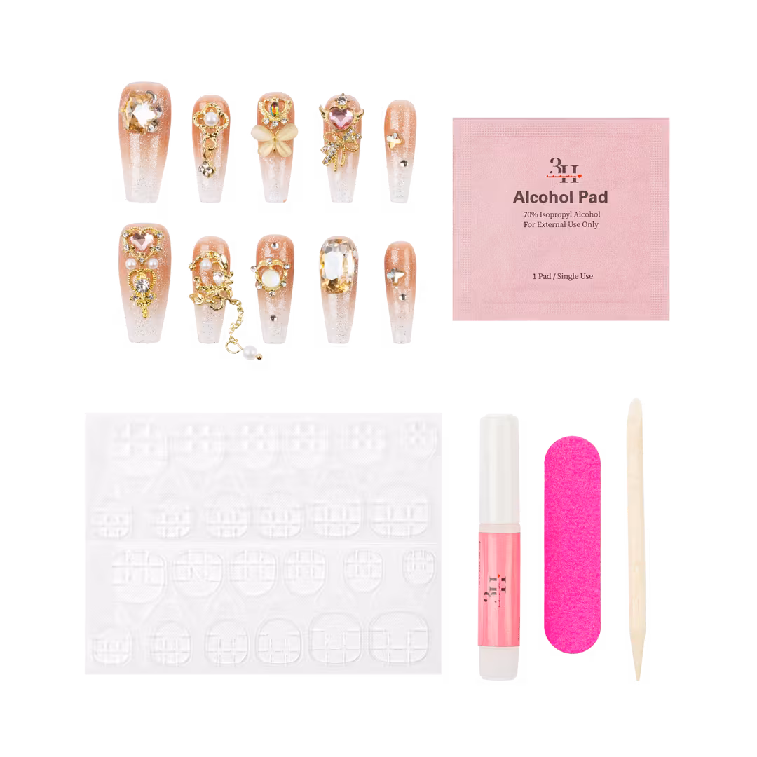 3H Nails  Fairy Whispers Long Coffin Press-On Nails