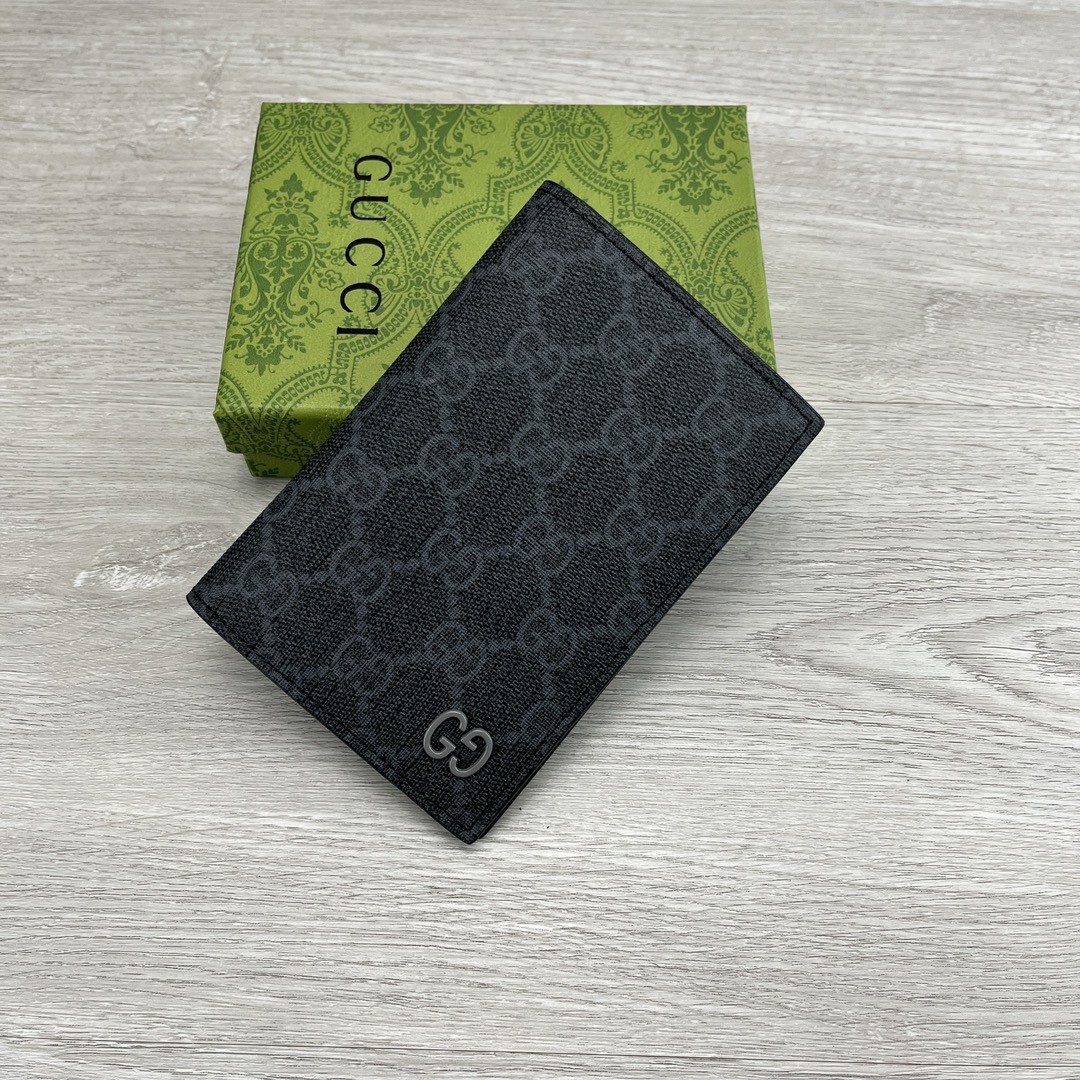 Gucci GG Supreme Black Coated Canvas Passport Holder