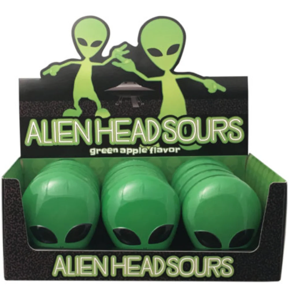 Alien Head Sour Green Apple Candy Tin - 0.98oz (28g)