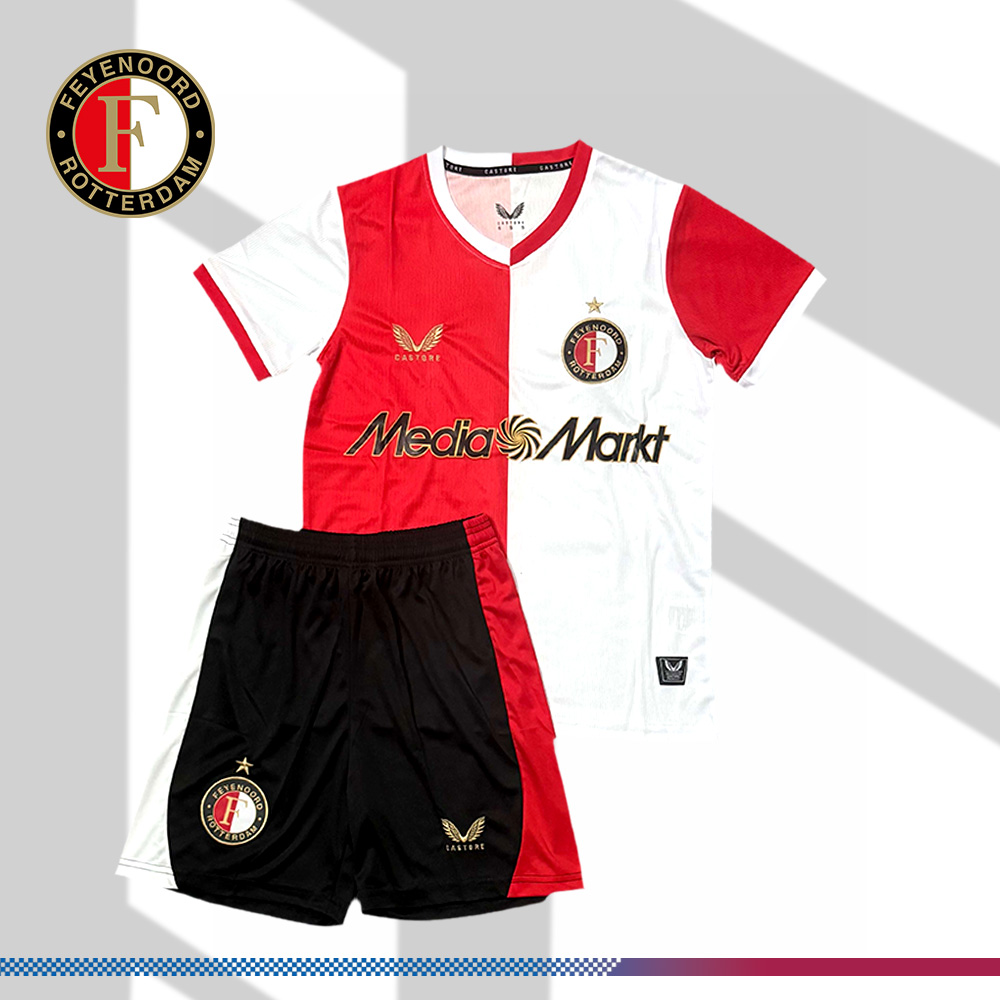 2025/2026 Feyenoord Home Football Shirt（Kids Kit socks ）