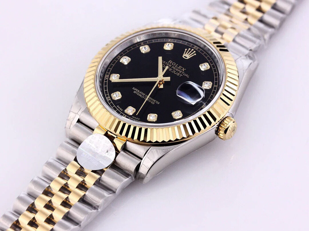 Rolex Watch DATEJUST 41 TWO-TONE BLACK DIAL DIAMOND NUMERALS