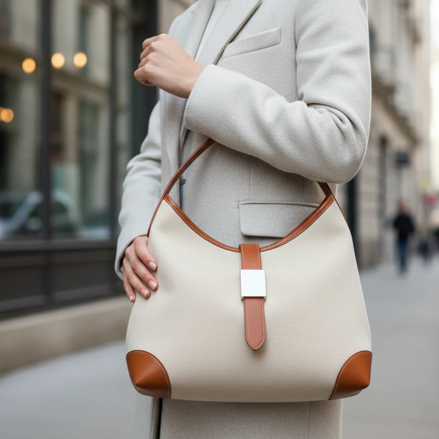 Beige Tan Sculptural Hobo