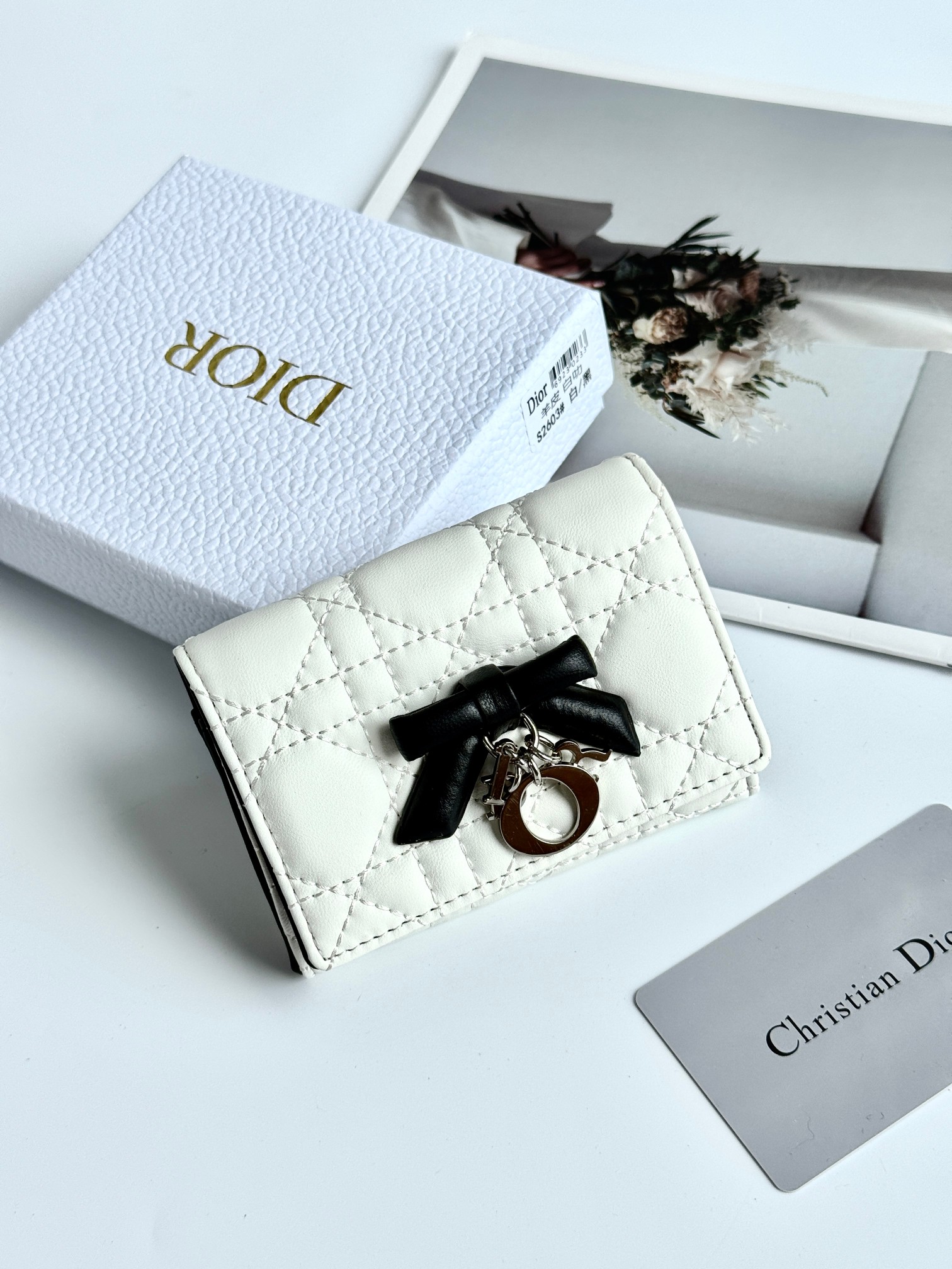 Dior new bow wallet card bag