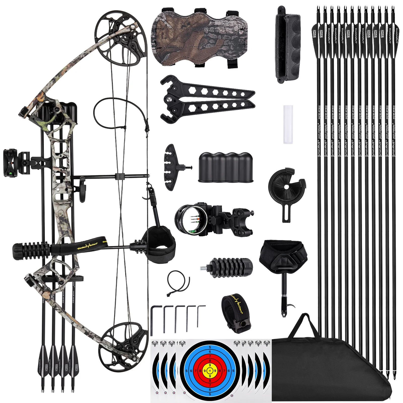 Archery Ready to Hunt Compound Bow Package for Adults and Teens,25"-31" Draw Length0-70 Lbs Draw Weight ,up to IBO 320 fpsLightweight Design Bow ,Fully Adjustable