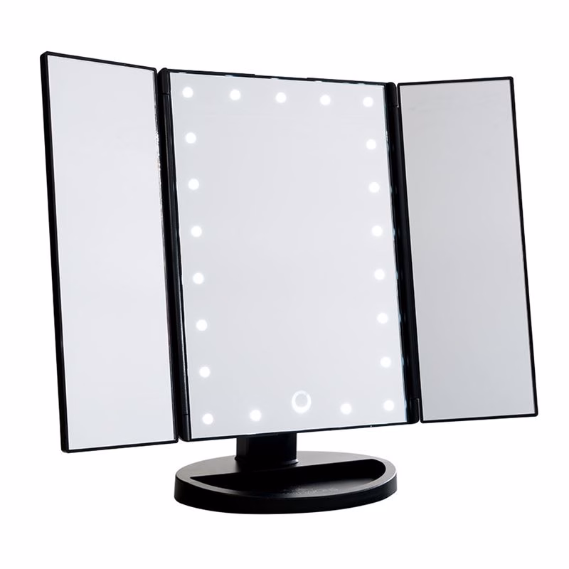 Hollywood Trifold Kosmetikspiegel mit LED-Licht