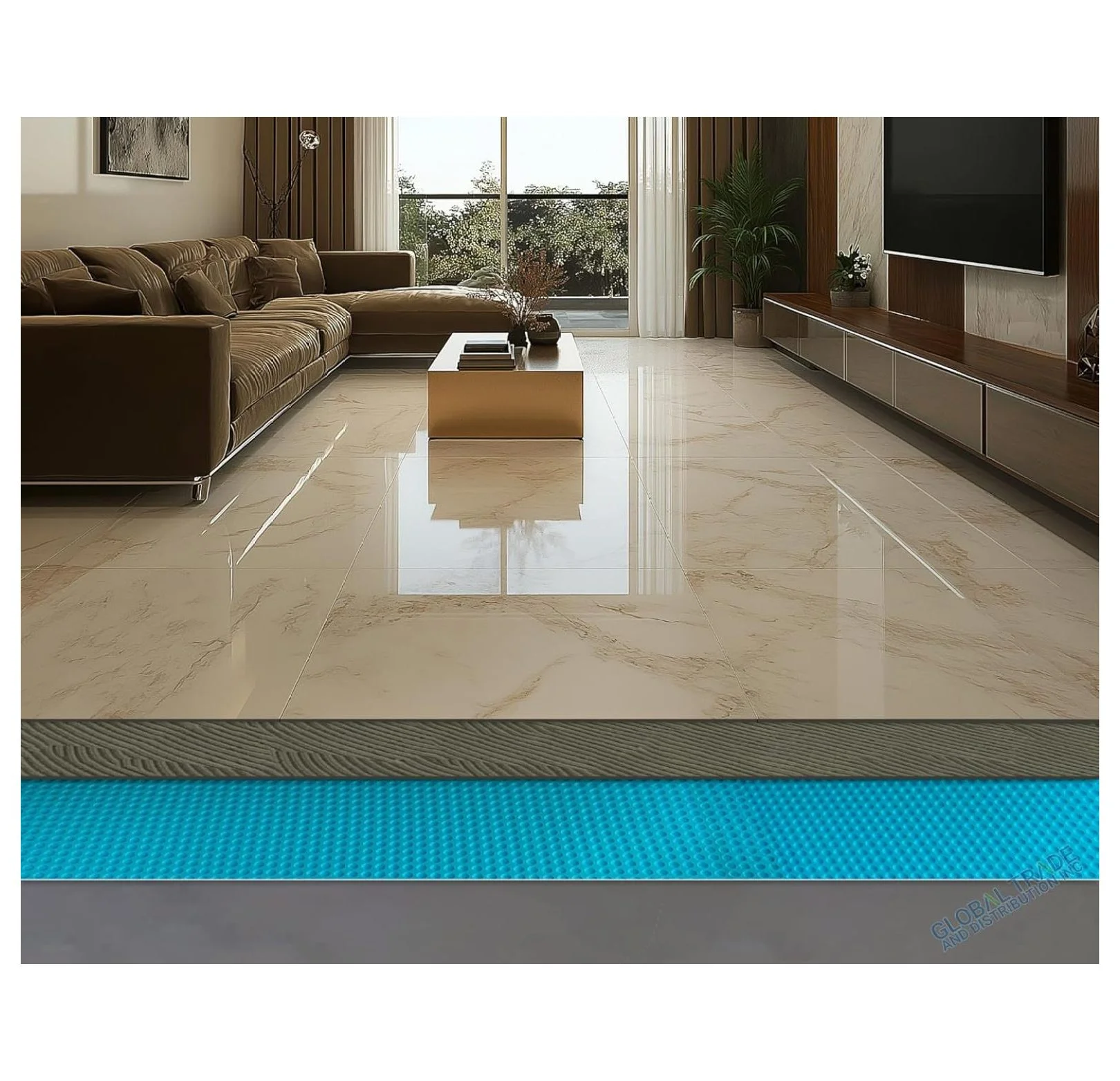 Uncoupling Waterproofing Membrane Roll, 108 Sq Ft (3.3 Ft x 32.8 Ft), 1/8'' Anti-Fracture Mat, Crack Isolation Flooring Underlayment for Bathroom Floor Tile, Subfloor