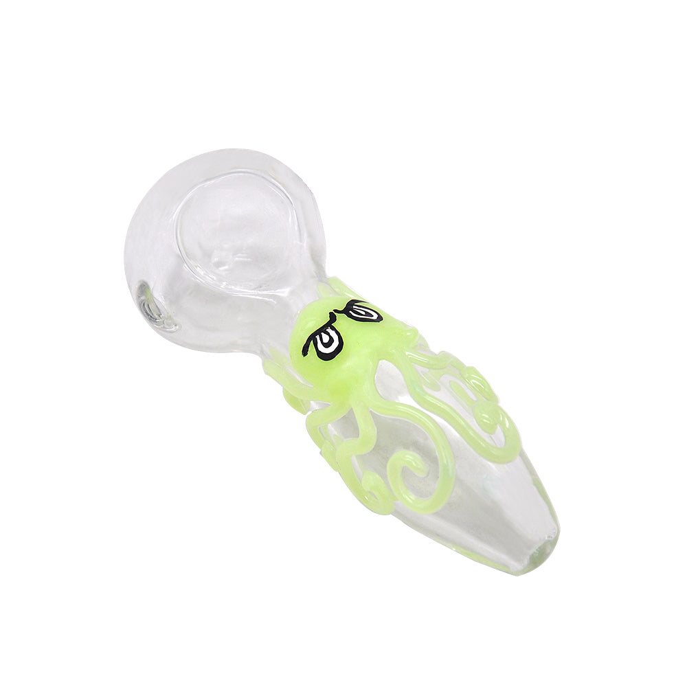 Glow-In-The-Dark Octopus Glass Pipe