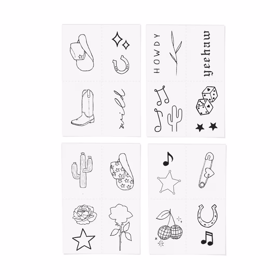 Inked by Dani  Disco Cowgirl Temporary Tattoo Pack