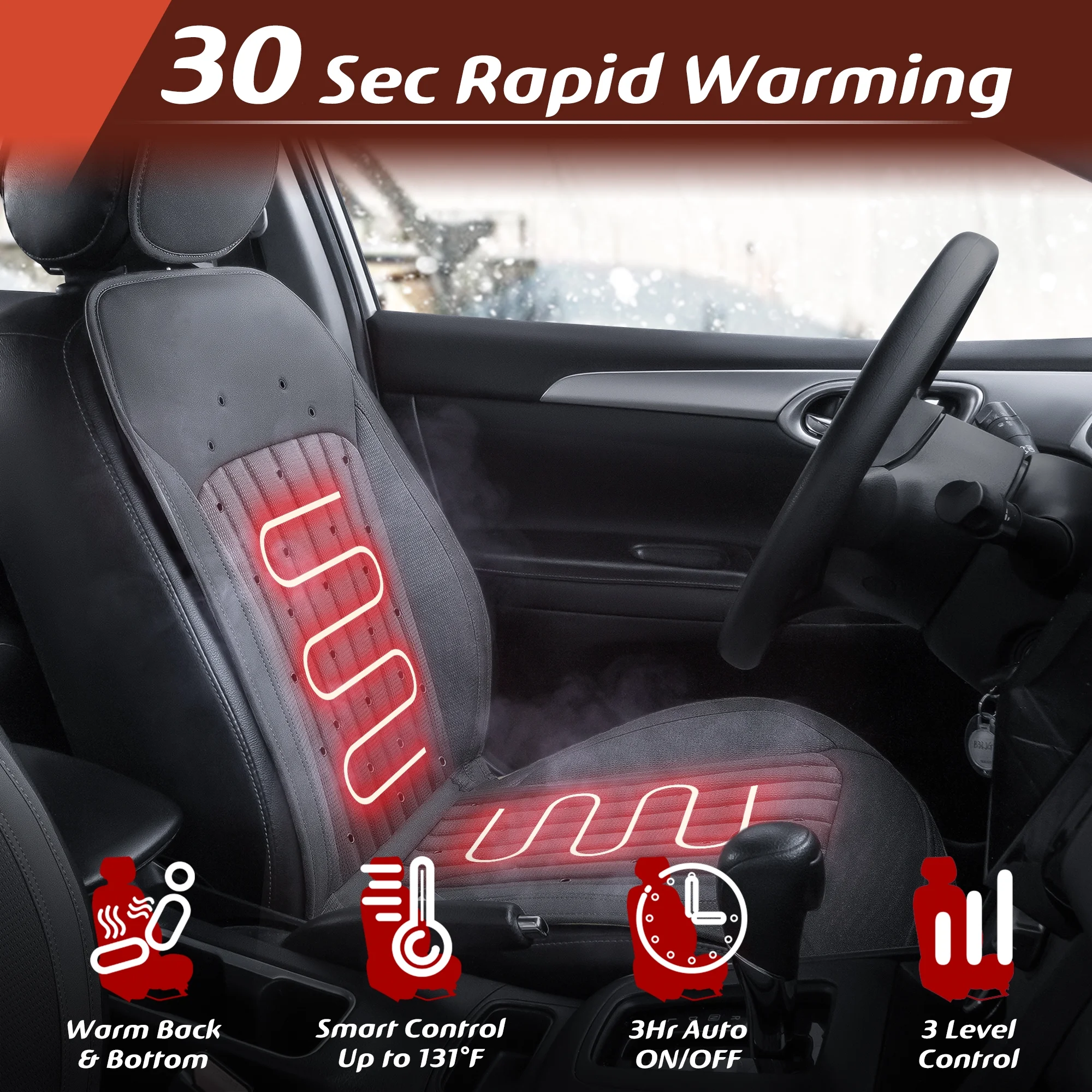 Paffenery 2025 Heating and Cooling Seat Cover Front Seat, 12V-24V Ventilated Cooling Car Seat Cushion, Cooled Seat Cover for Car SUV Truck Universal Fit, Fashion Grey