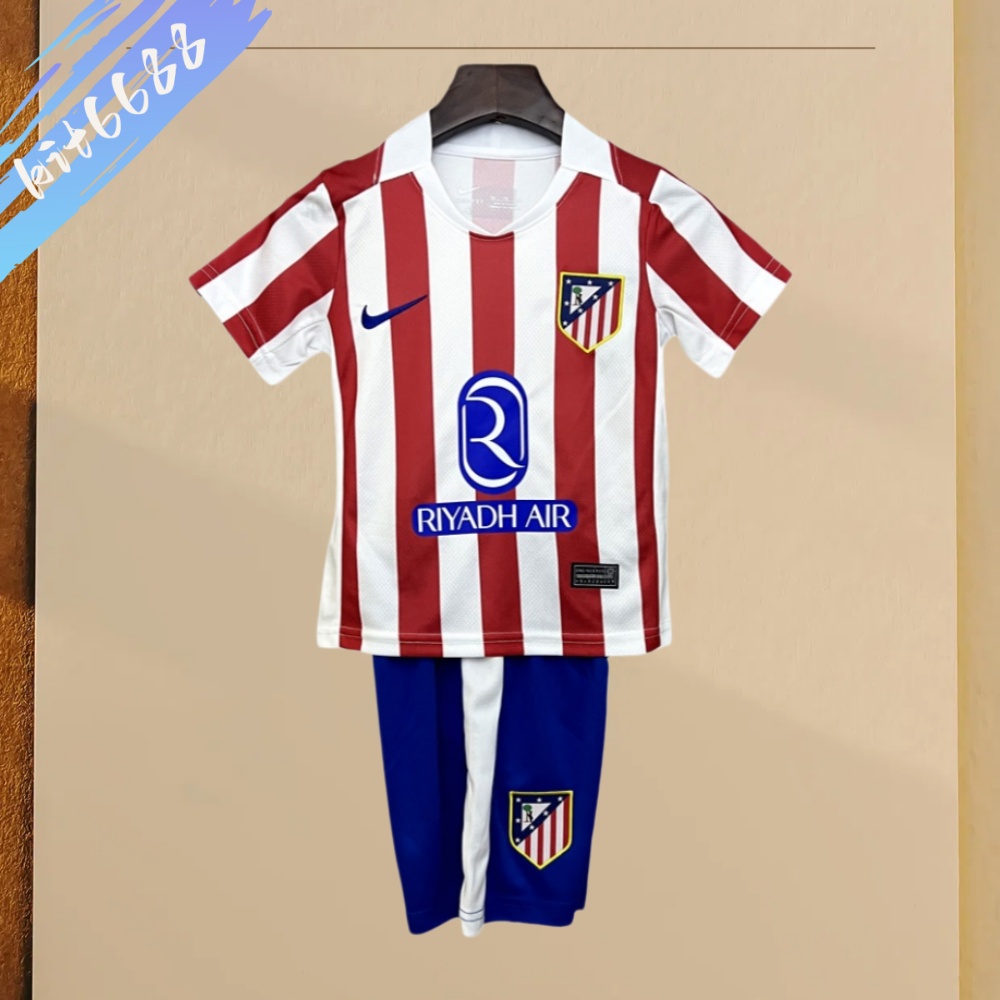 2025/2026 Atletico Madrid Home Football Kids Kit （Kids Kit socks）