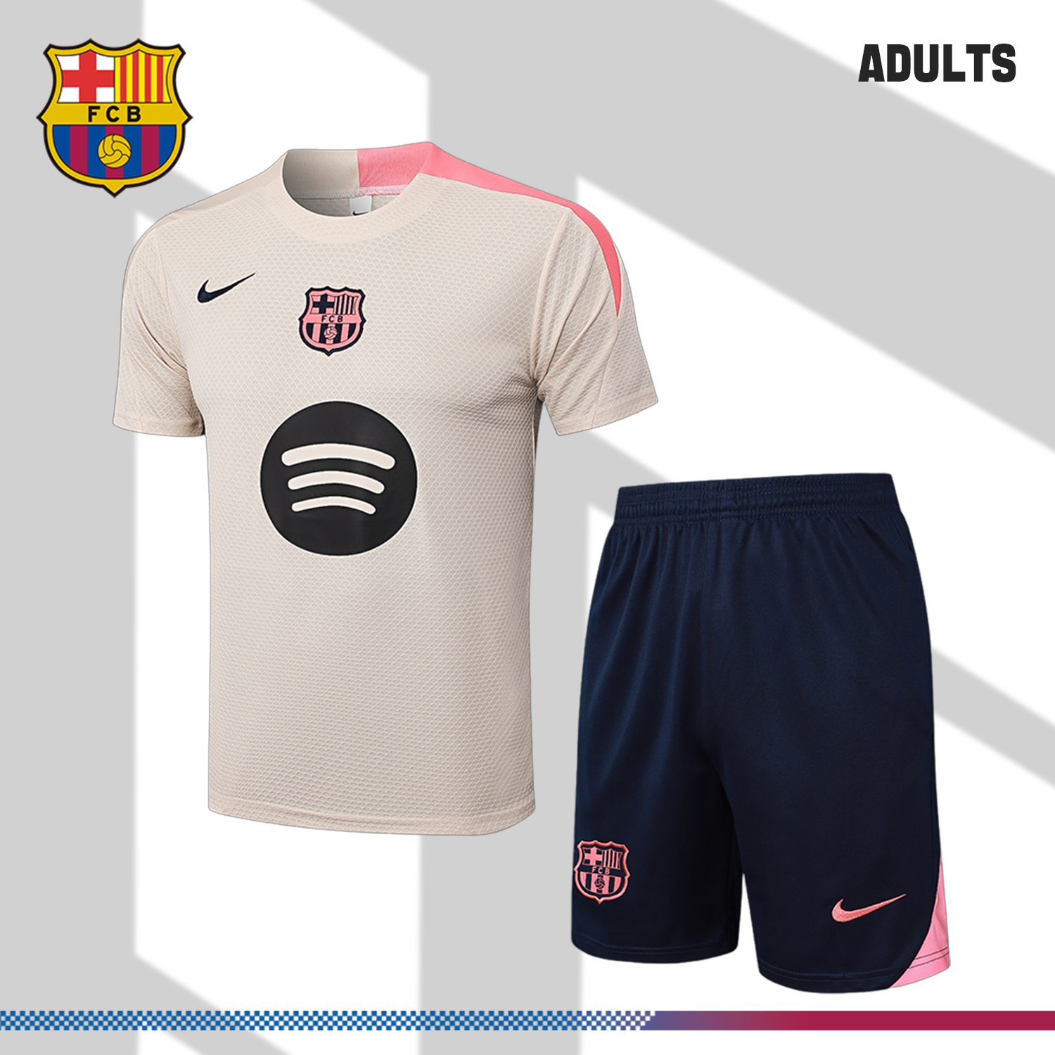 2024/2025 Barcelona beige adult short-sleeved training suit (adult kit)