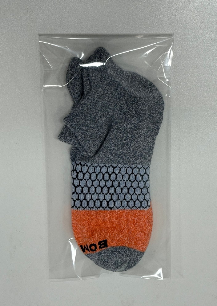BOMBAS Ankle Socks-Grey&Orange