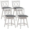 Gymax Set of 4 Barstools Swivel Counter Height Chairs w/Rubber Wood Legs Black