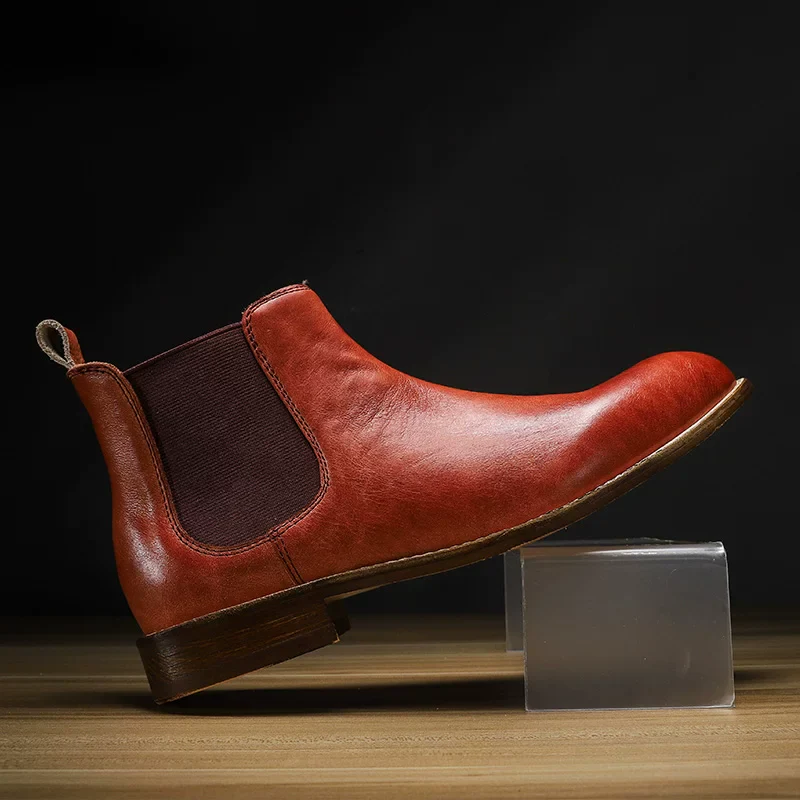 Men's handmade pointed chelsea boots