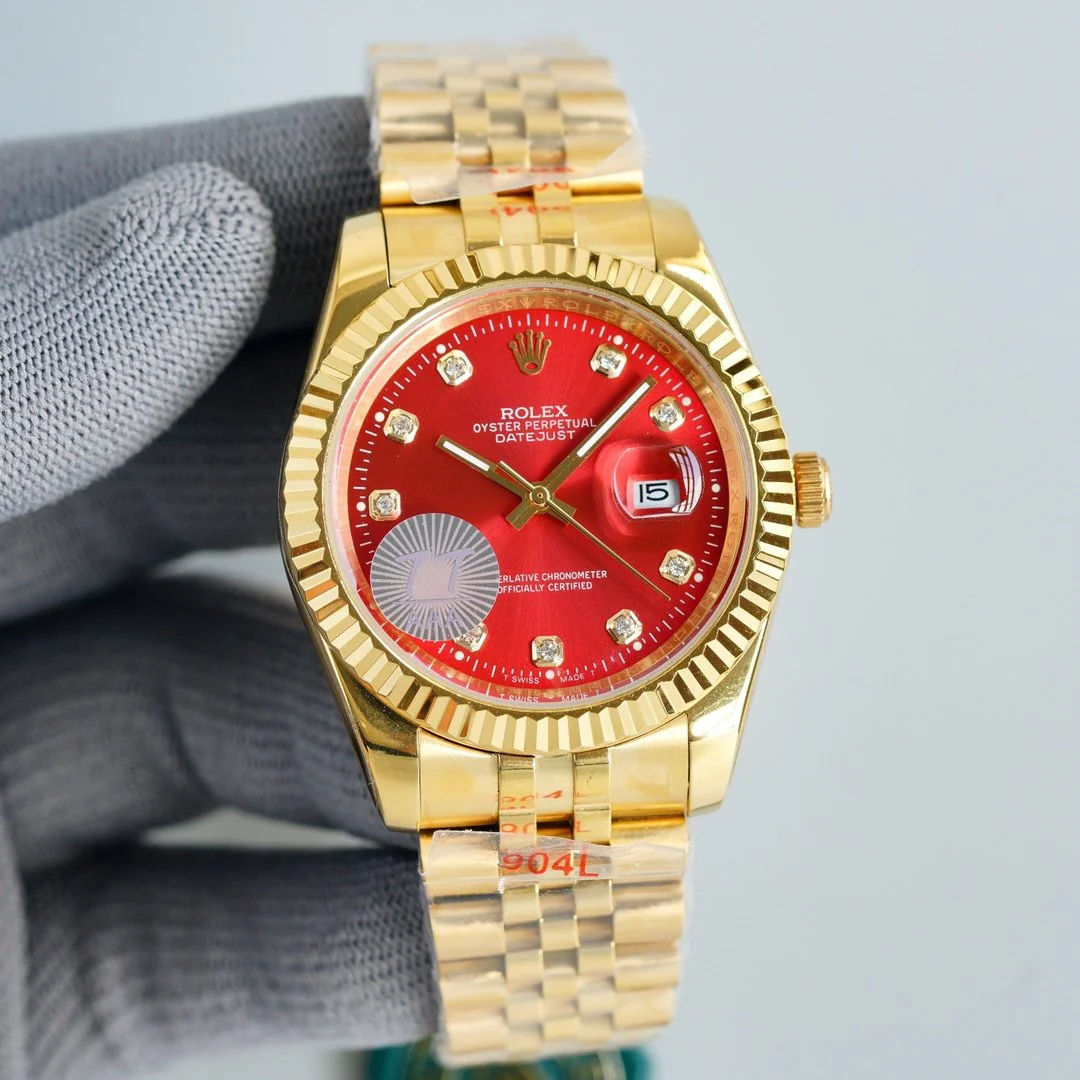 Rolex Watch DATEJUST 41MM GOLD RED DIAL JUBILEE BRACELET Watch