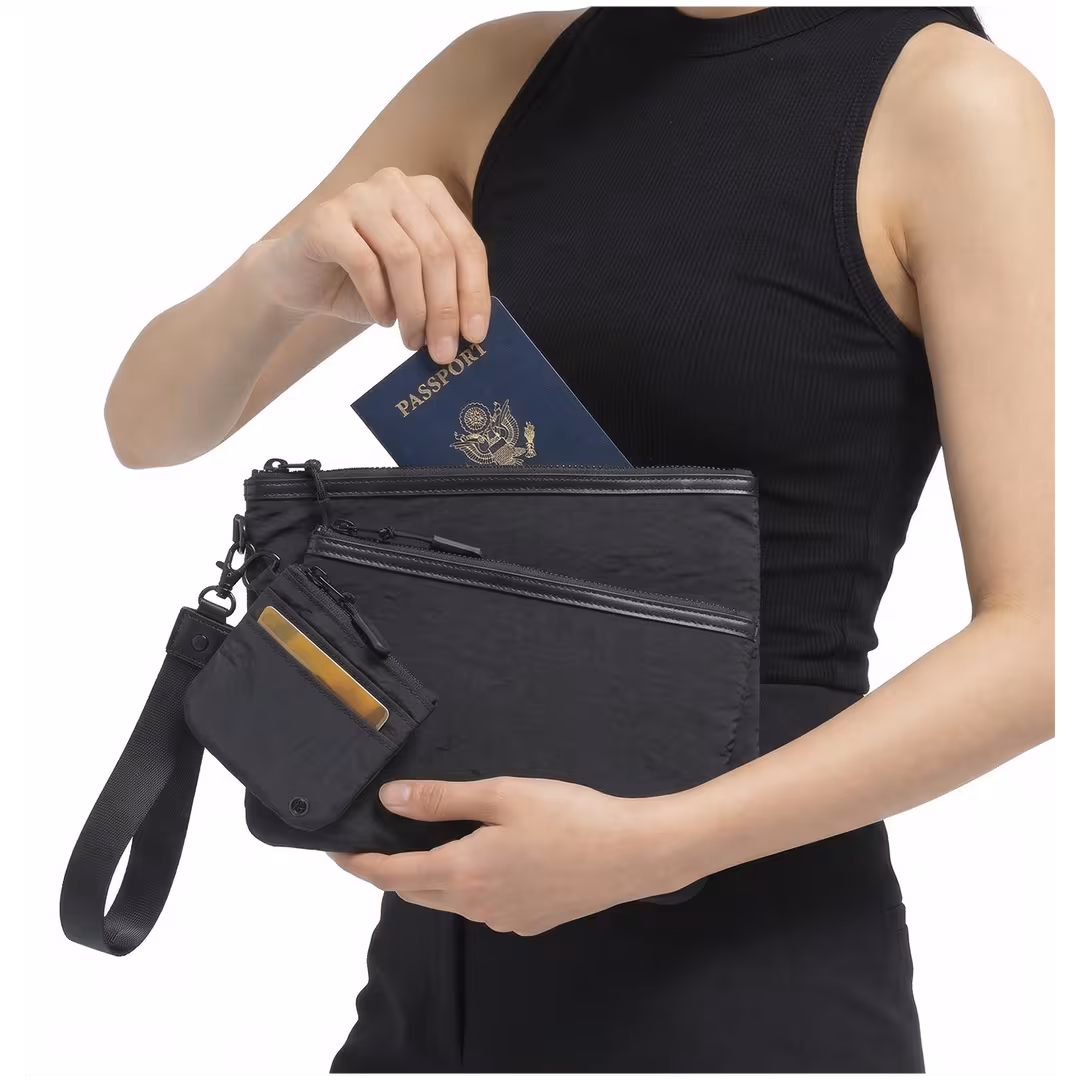 Joan & David  The Hold-All Sport Nylon 4 Piece Set Wristlet Pouches, Card Case, Keychain Lanyard
