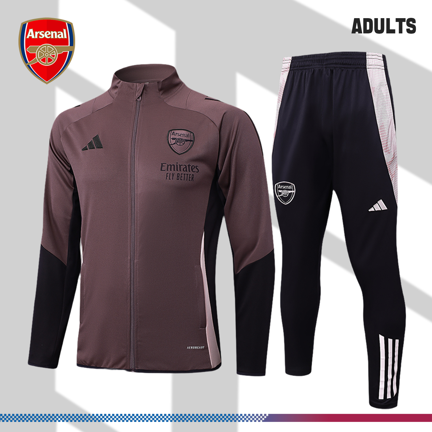 2024/2025 Arsenal Grey Purple Adult Full Zip Training Suit (Adult Kit)