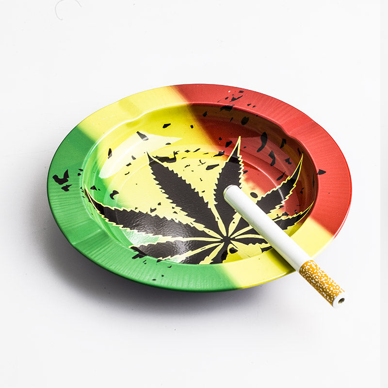 Marijuana Leaf Tin Ashtray (Random Pattern)