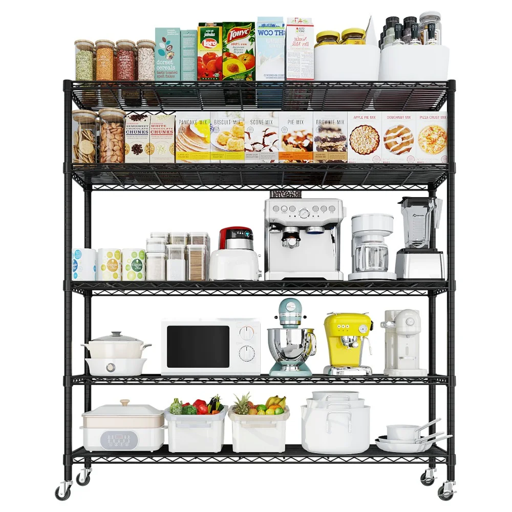 IVV 5-Tier Wire Shelving Unit with Wheels, 3125LBS NSF Heavy Duty Adjustable Metal Storage Rack for Garage,Pantry,Kitchen,Business,Warehouse, 59.06