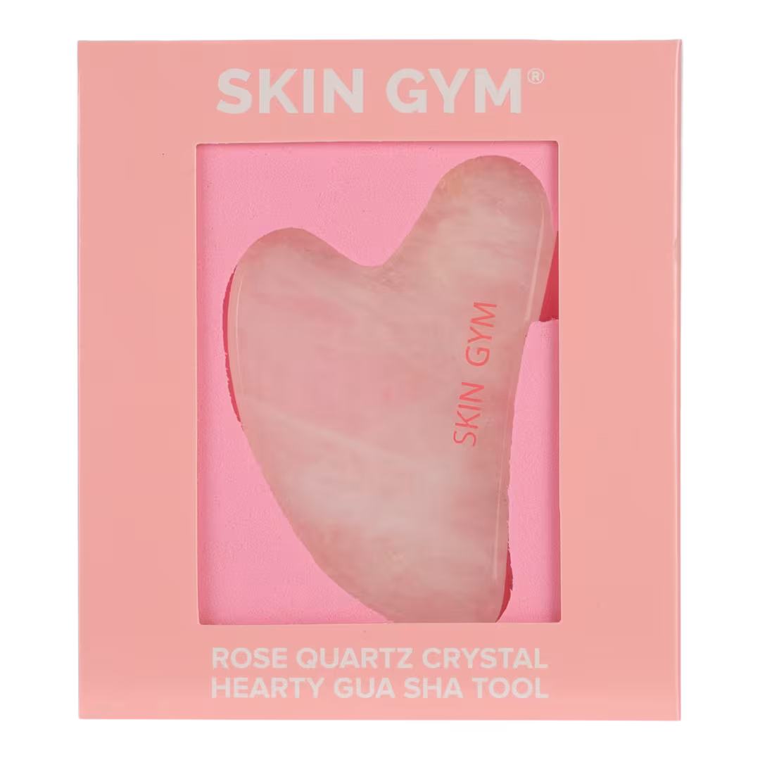 Skin Gym  Rose Quartz Crystal Sculpty Heart Gua Sha Tool