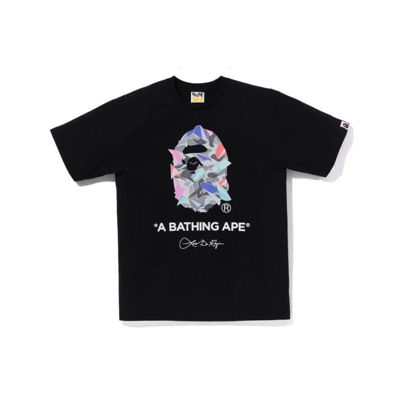 Japanese trendy brand color blocked luminous short sleeved couple loose T-shirt