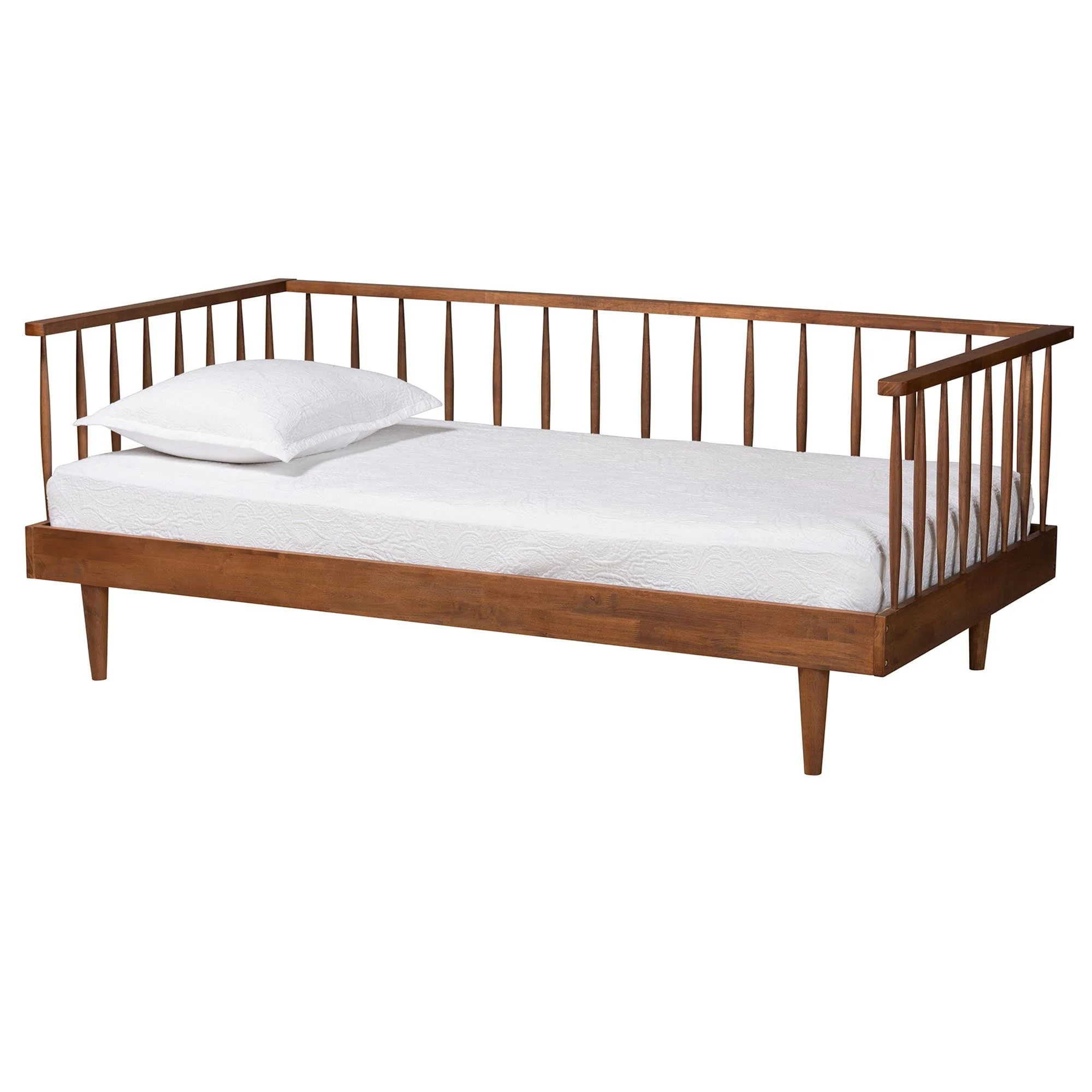 Baxton Studio Matilda Mid-Century Modern Ash Walnut Finished Wood Twin Size Daybed