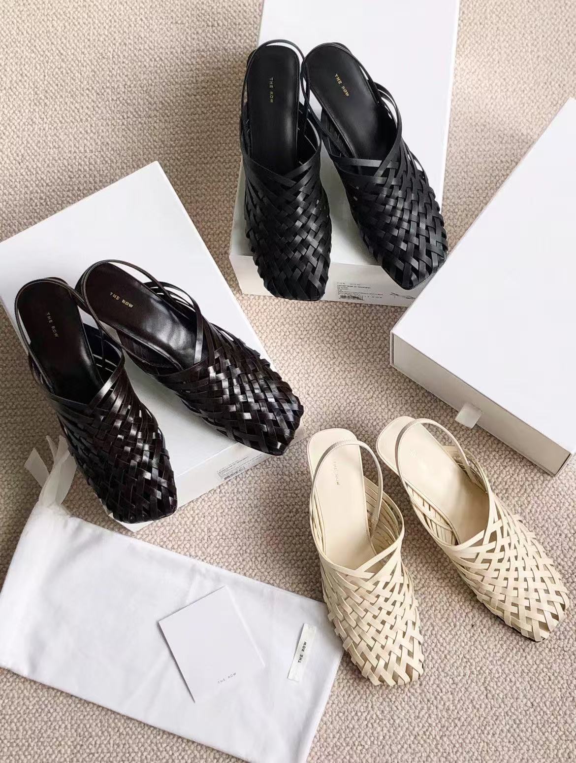 The Row woven hollow high-heeled Sandals Shoes