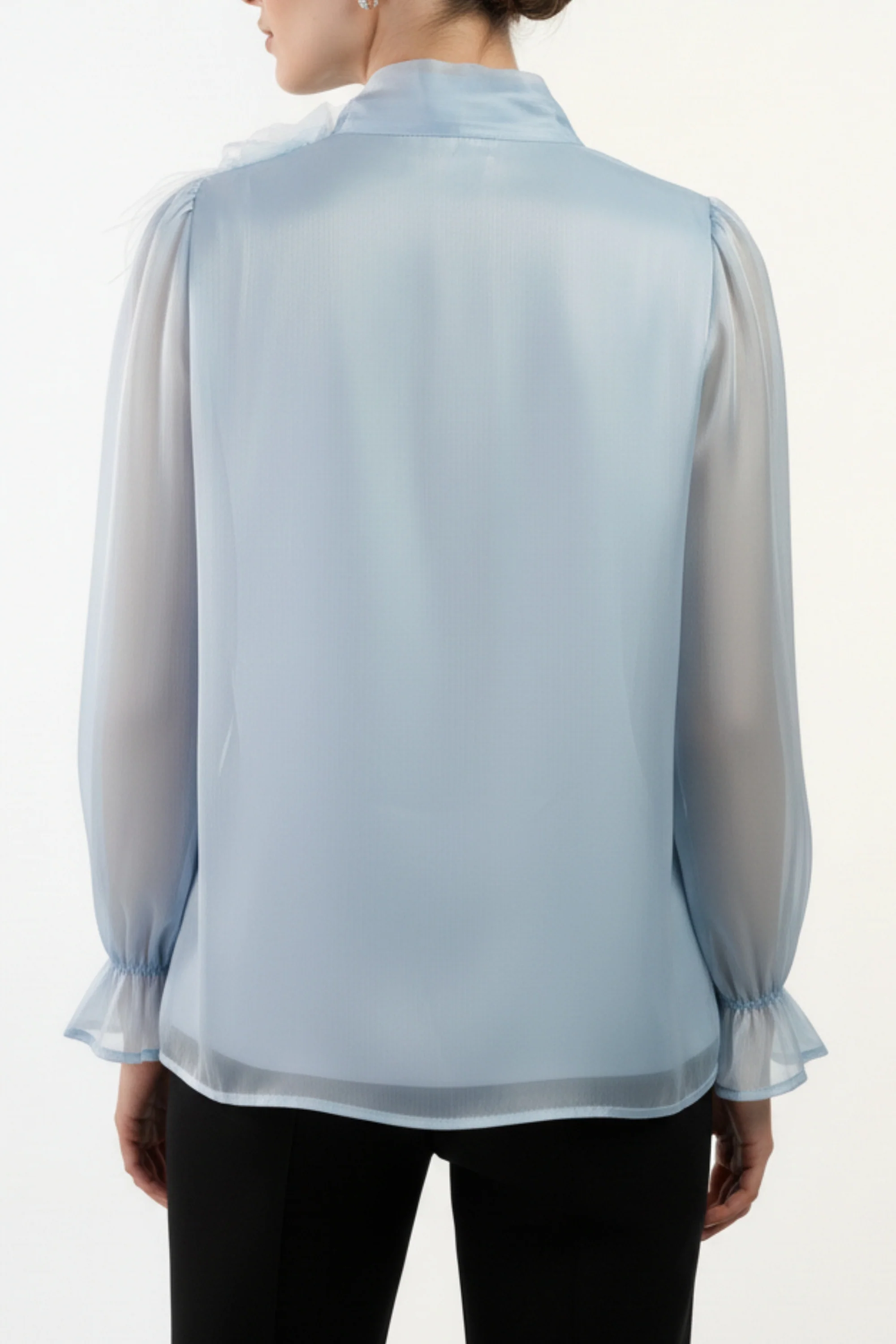 Pearl Blue Embroidered Tissue Top