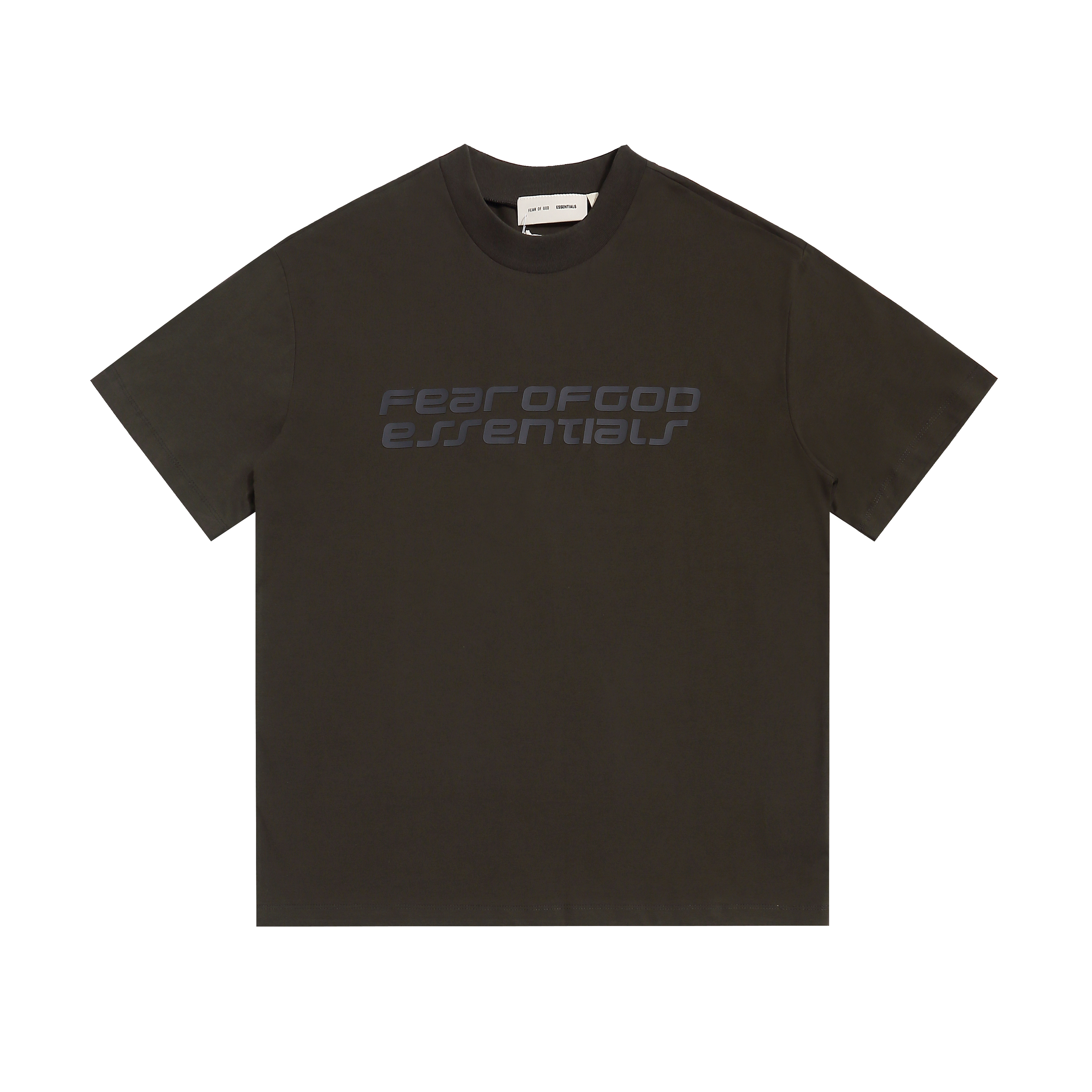 Brown simple letter and simple print short-sleeved shirt
