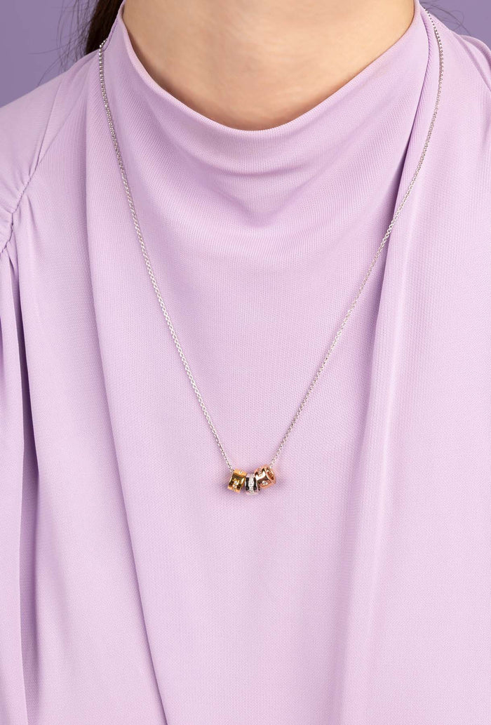 Collana regolabile in argento Morse Code