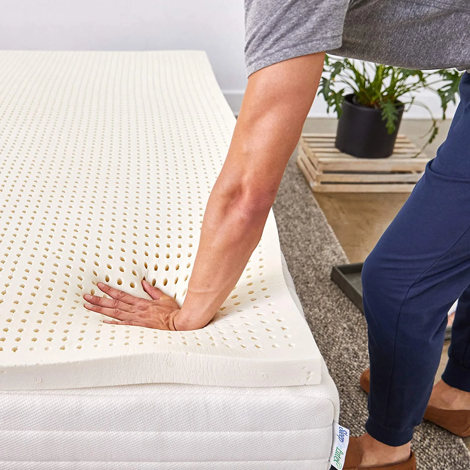 Pure Green Natural Latex Mattress Topper - Firm - 1 Inch Cal King Size (GOLS Certified Organic)