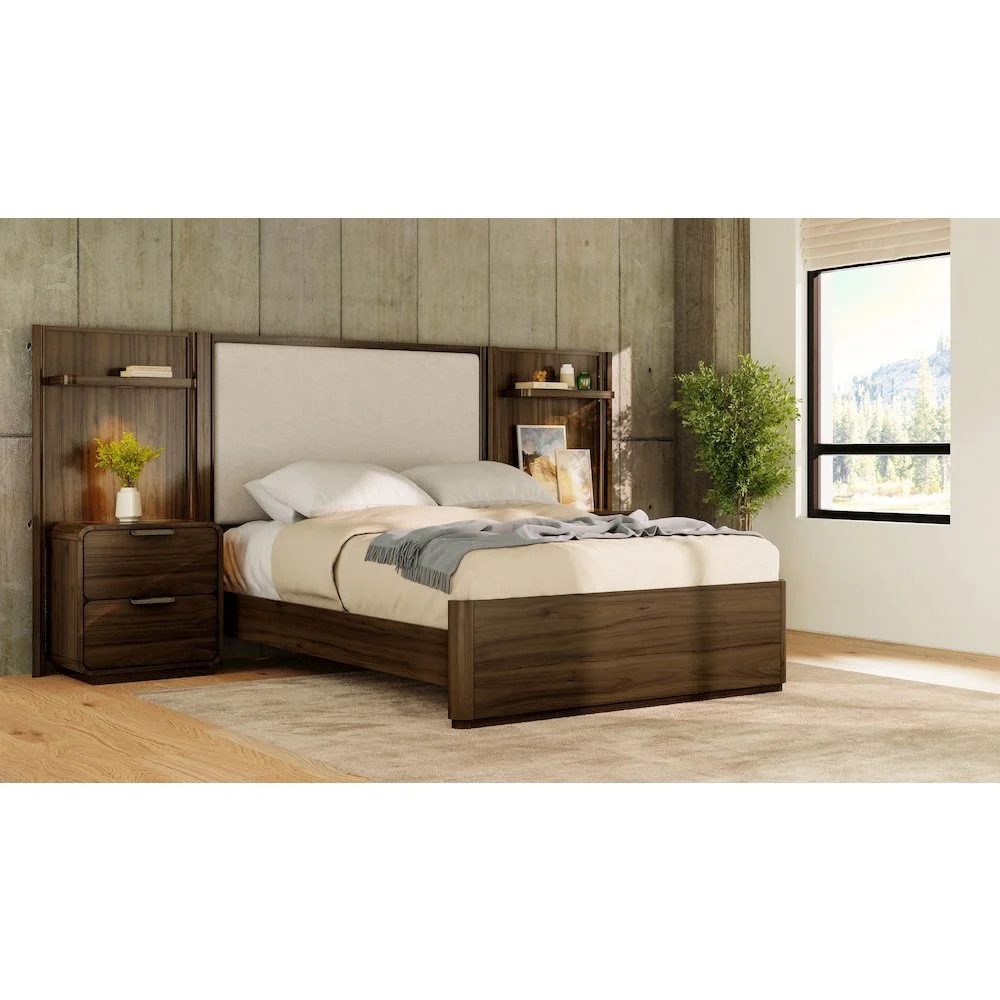 Bernards Summerfield King Upholstered Wall Bed in Walnut Finish