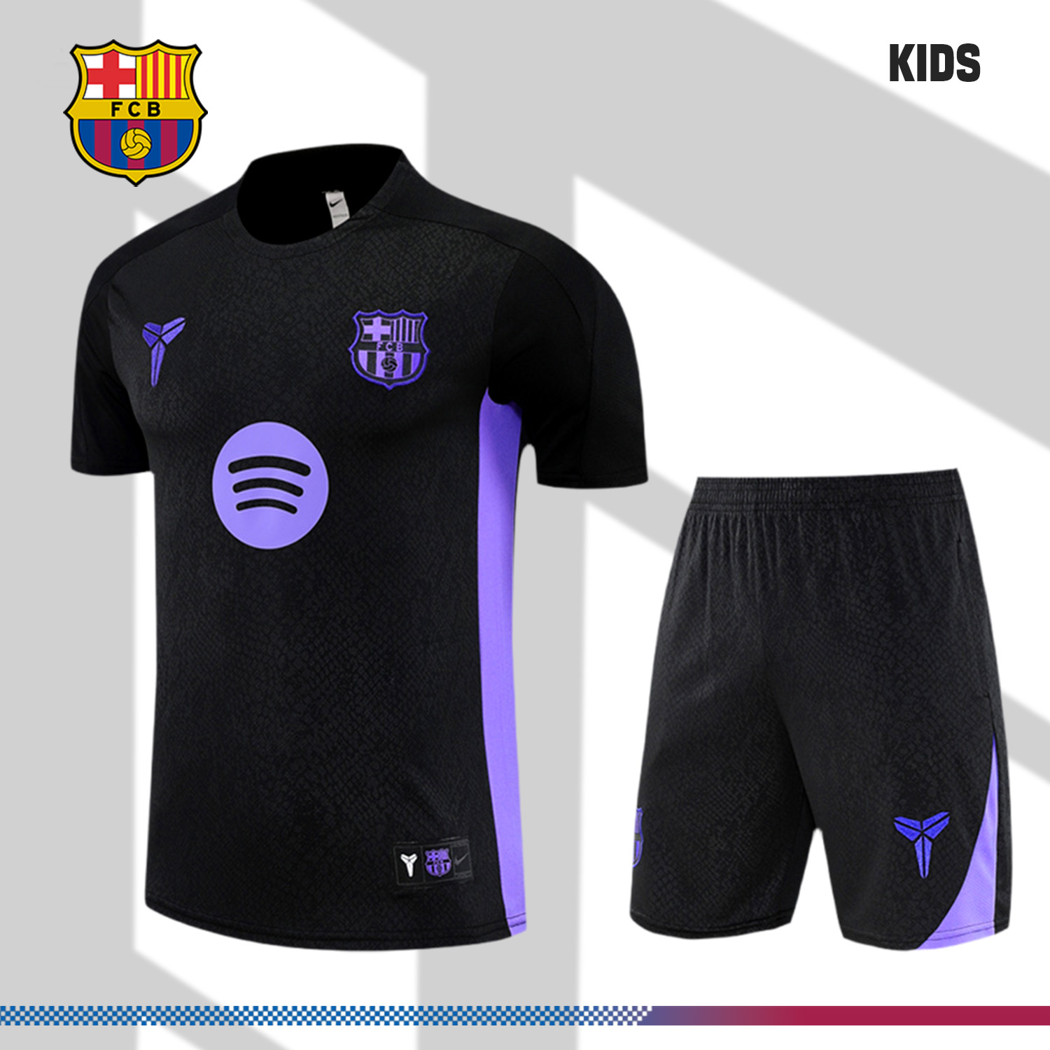 2025/2026 Barcelona Kids Short Sleeve Training Clothes (Kids Kit)