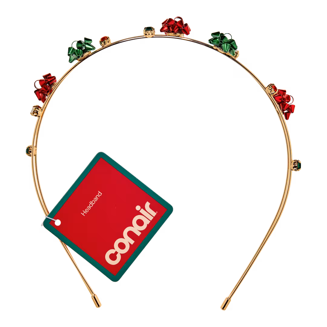 Conair Accessories  Gold Metal 2-Strand Headband with Gift-Bows and Stones