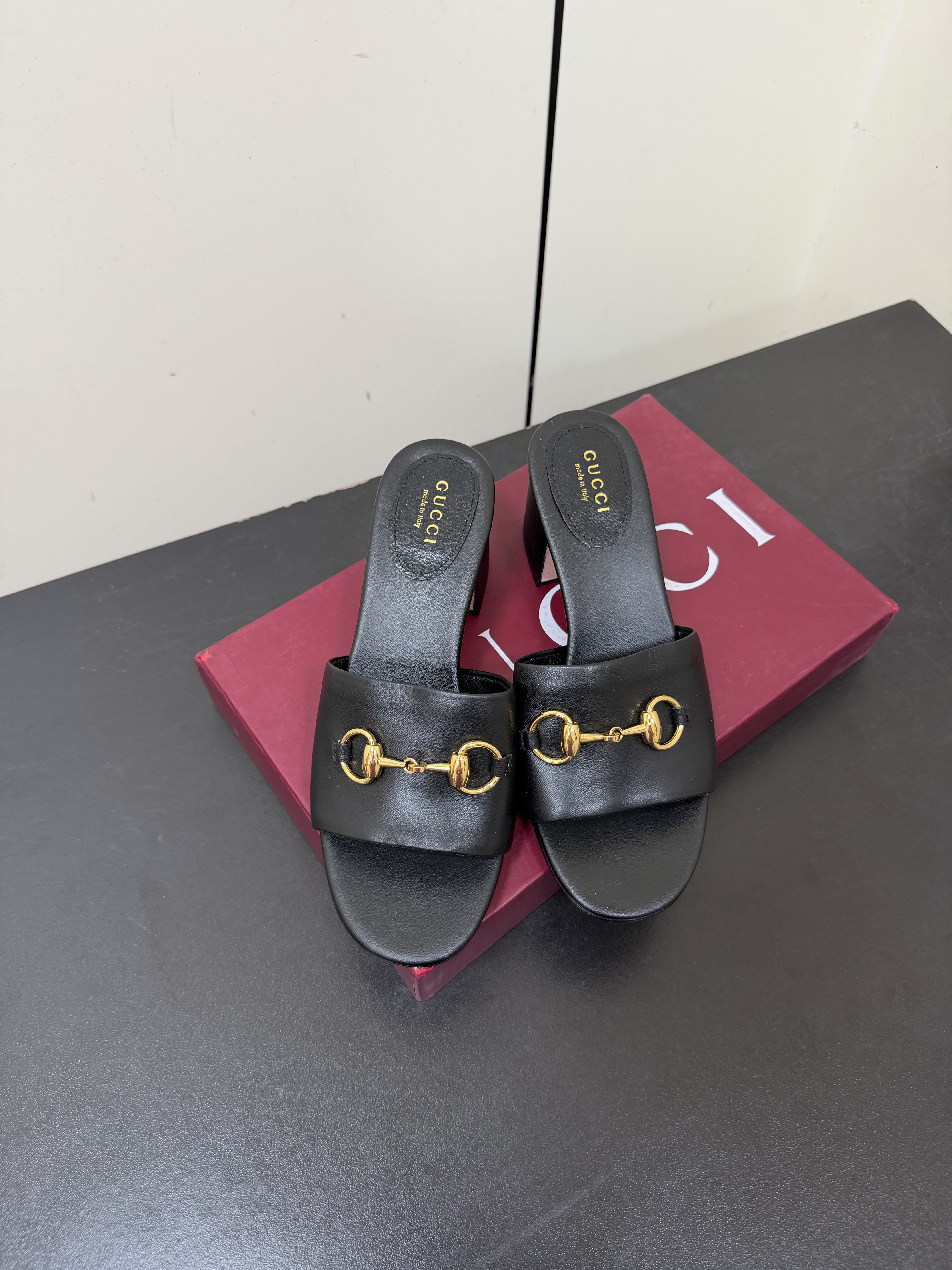 Gucci Horsebit Metal Buckle Chunky-Heel Slides