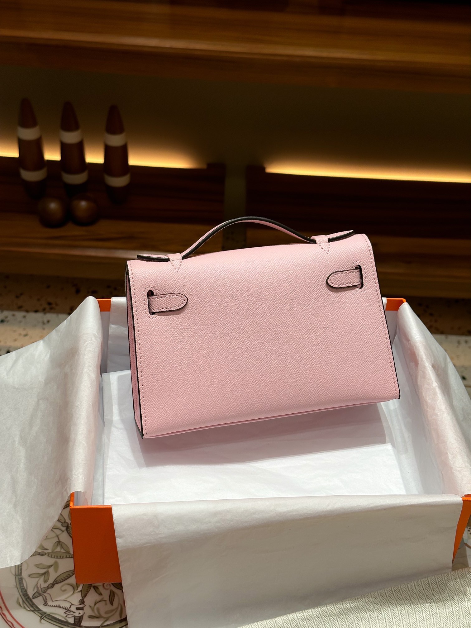 Hermes Kelly Mini 1st Kelly Pochette Generation Epsom Palm Leather-Pink