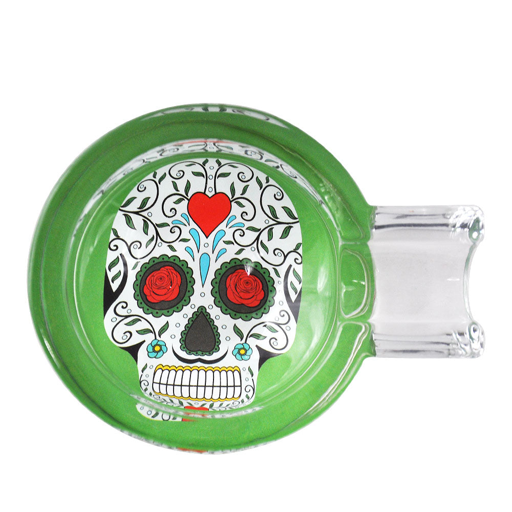 Day of Dead Skull Glass Ashtray (Random Pattern)