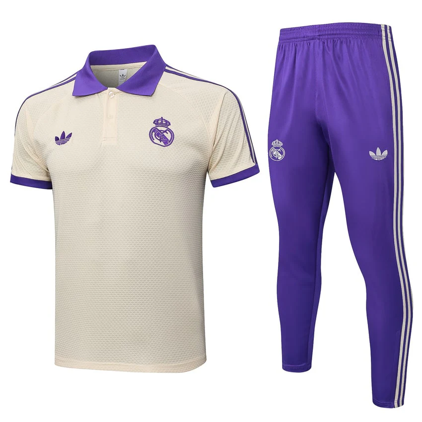 Real Madrid Polo Men 2025 2026 Beige Purple