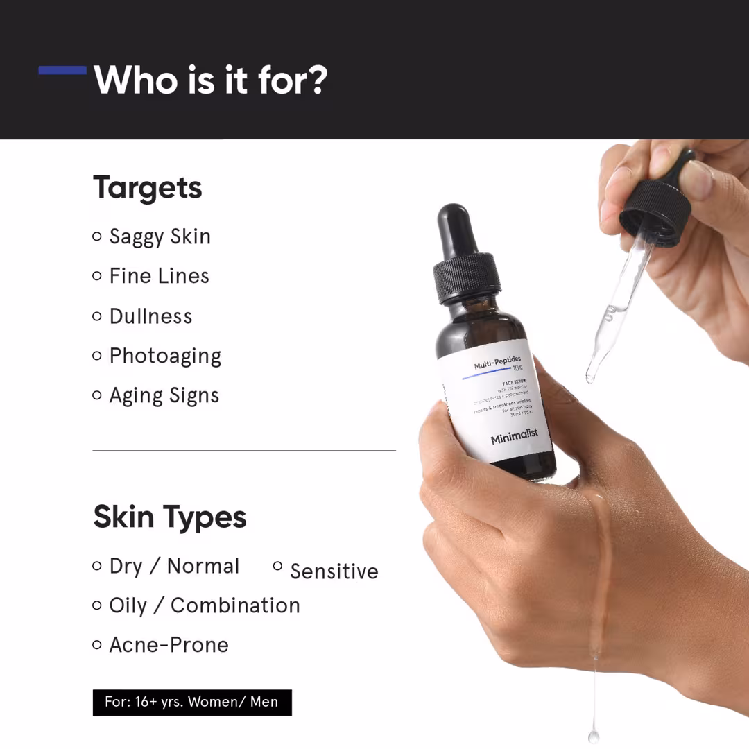 Minimalist  Multi Peptides 10% Anti Aging Face Serum, Reduces Fine Lines & Wrinkles