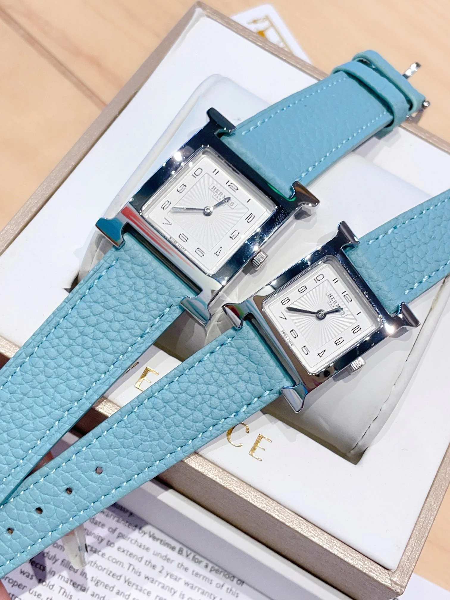 Hermes Watch HEURE H 26 SILVER WHITE DIAL EPSOM LEATHER