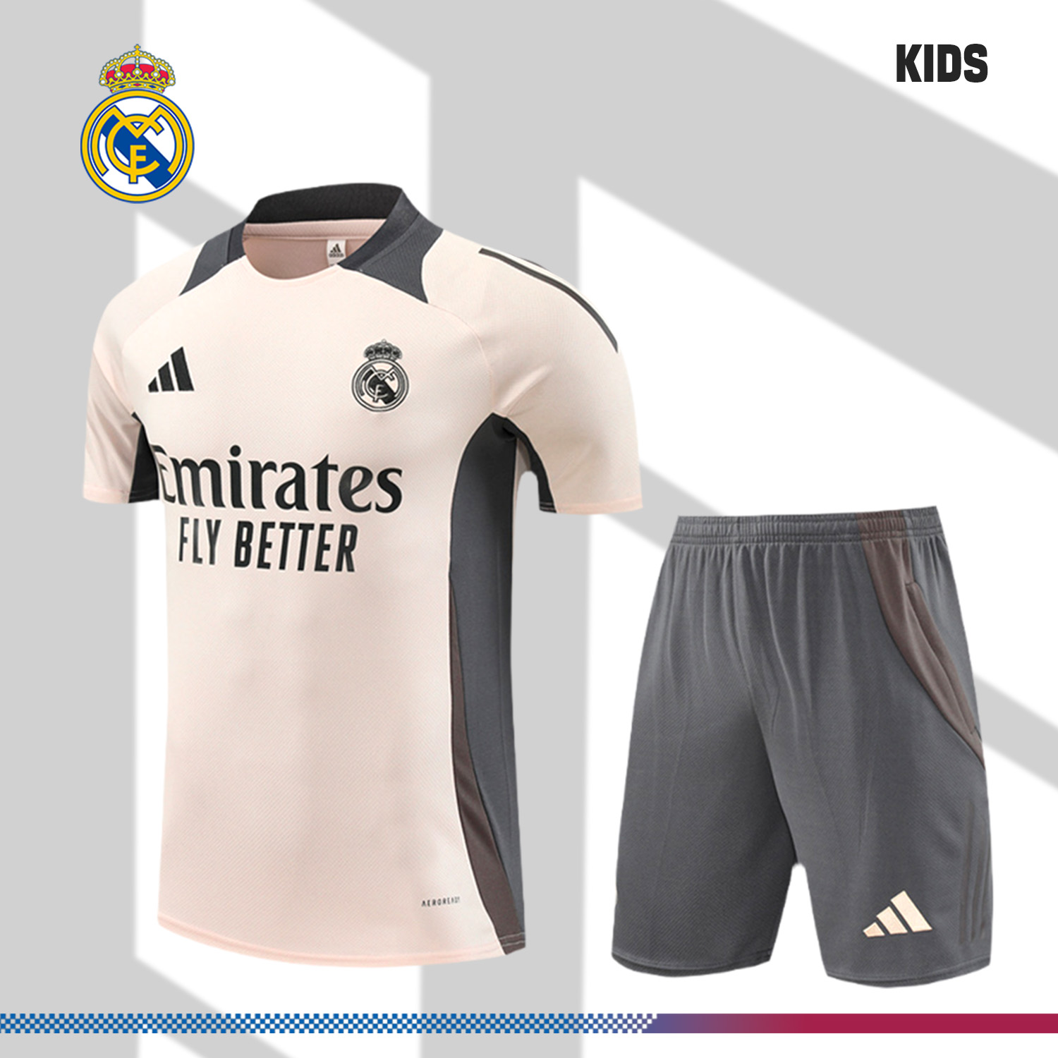 2024/2025 Real Madrid Apricot Children's Short Sleeve Training Suit (Kids Kit)