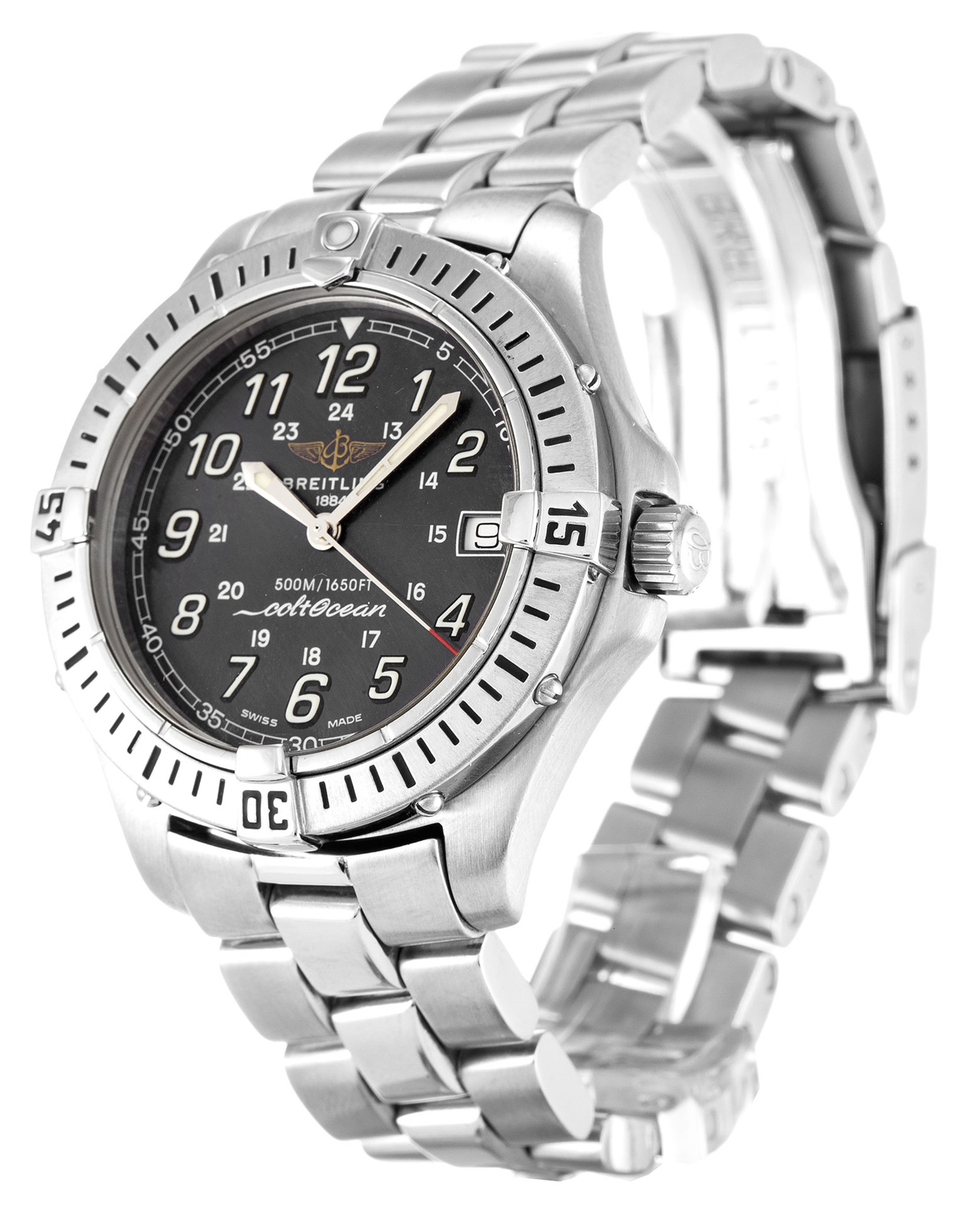 Replica Breitling Colt Quartz Black Dial Number Markers A64350