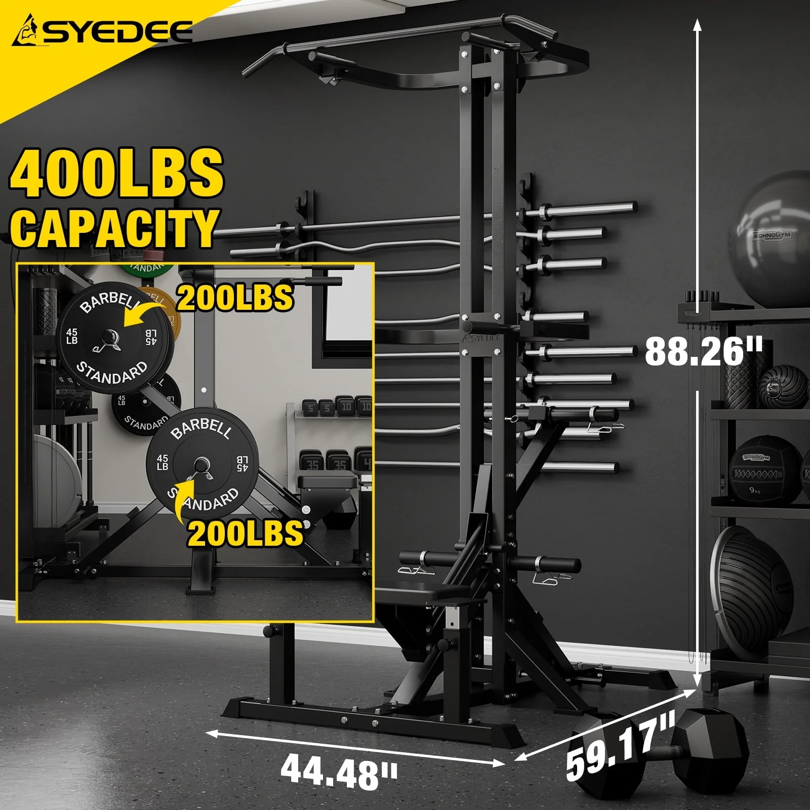 Syedee Assisted Pull up/ Dip machine, Plate-Loaded Machine with 800LBS Capacity, Dip Station for Strength Training.
