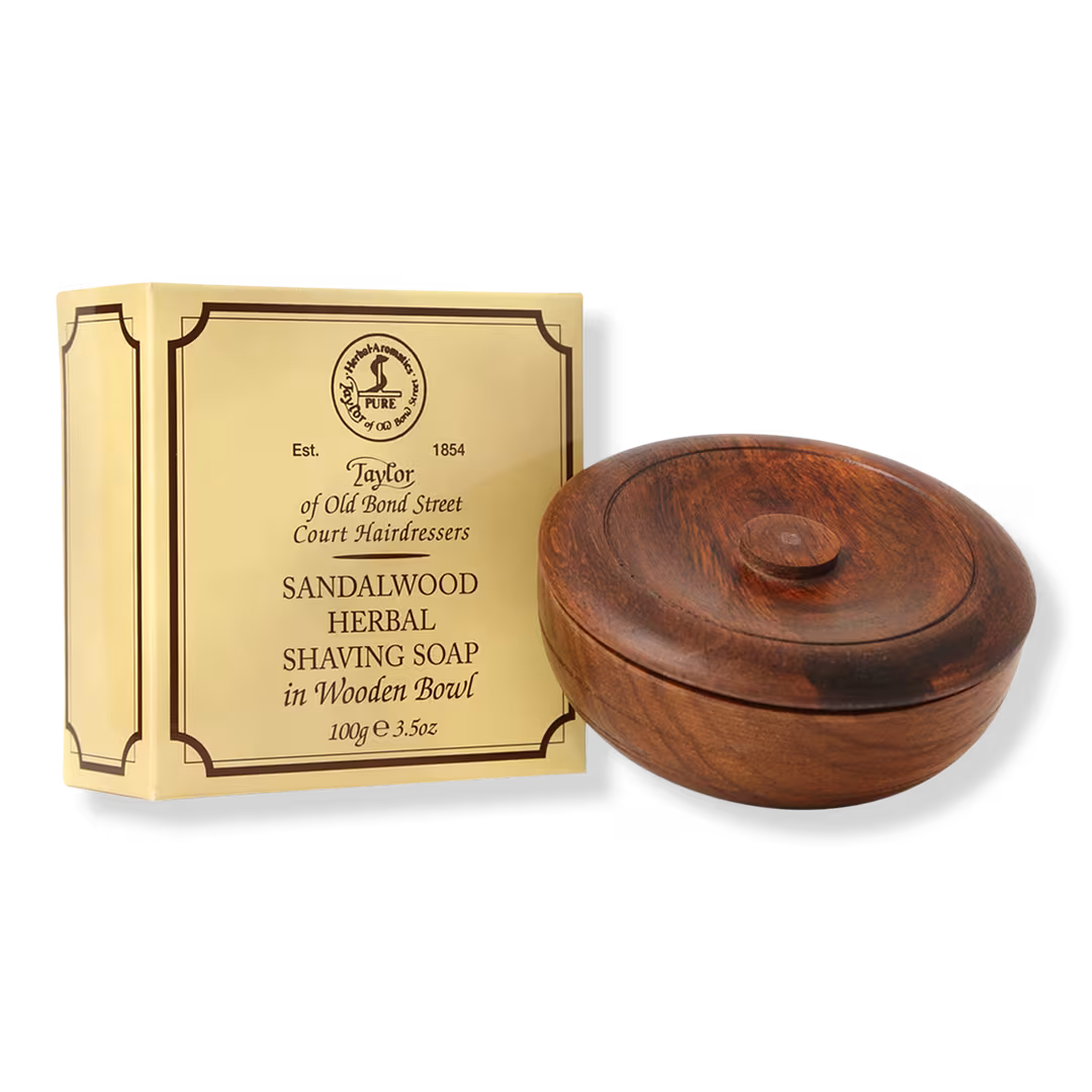 Taylor of Old Bond Street  Sandalwood Traditional Shave Soap in Acadia Wooden Bowl