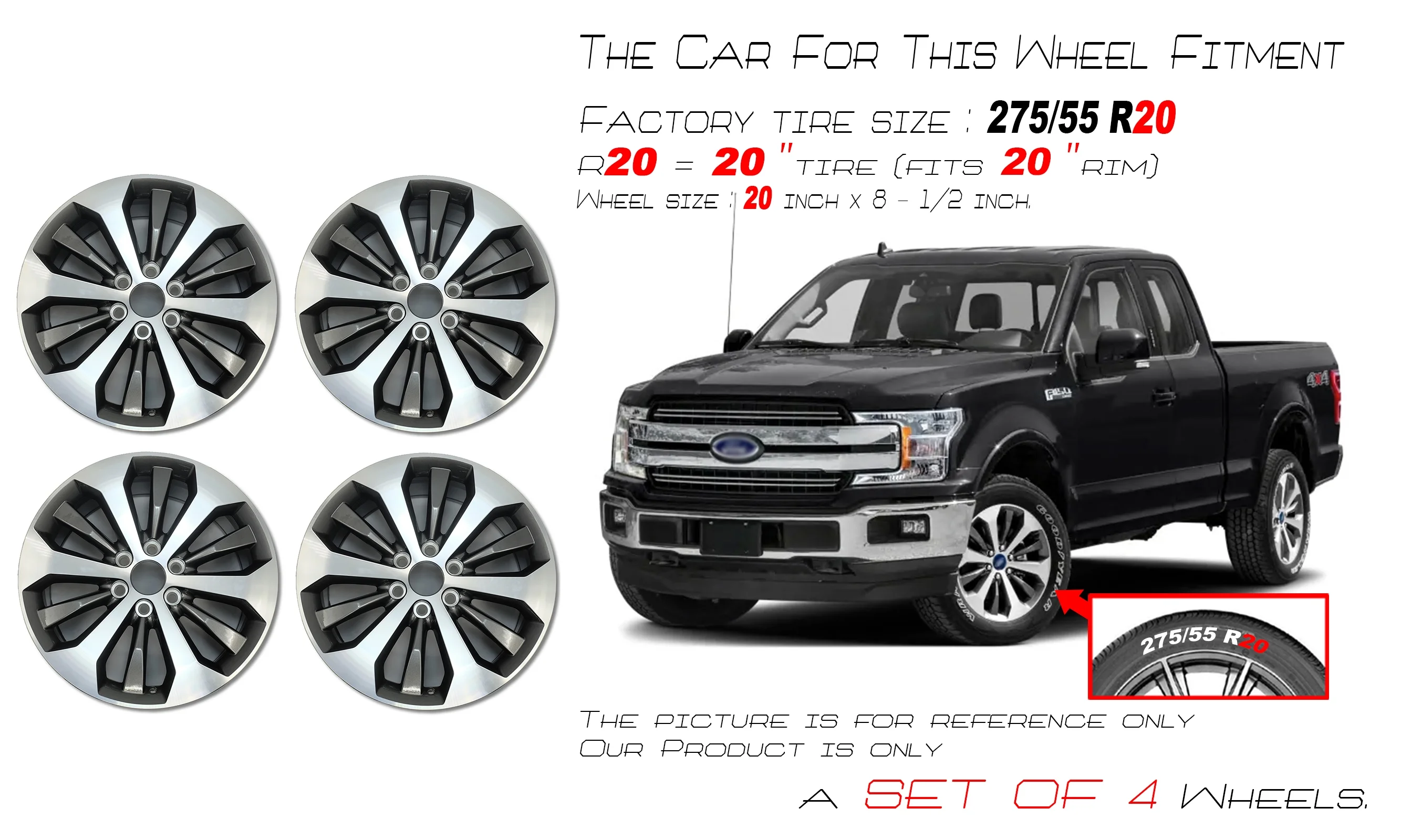 For Ford F150 Pickup 2015-2020 OEM Design Wheel 20