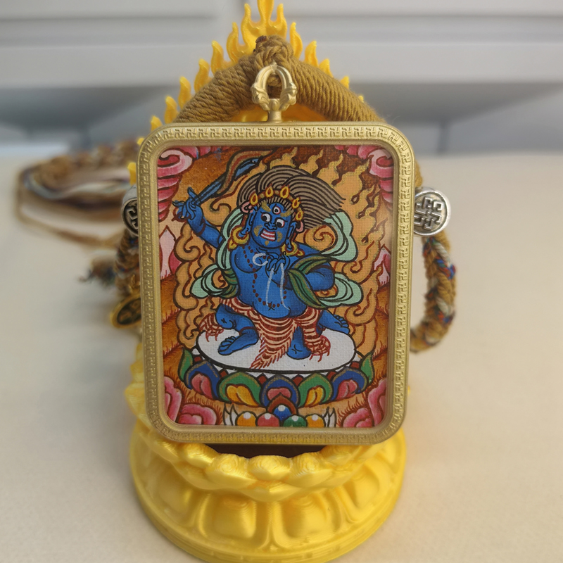 Acalaacala buddha Thangka necklace - Buddhist Protector for Wisdom & Courage